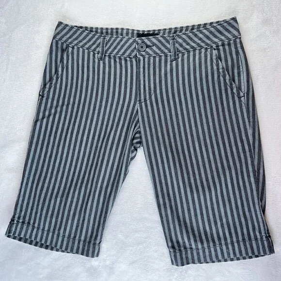 Women's Lilu Brand Bermuda Shorts | Gray Striped | Size 5 | 100% Cotton - Picture 1 of 13